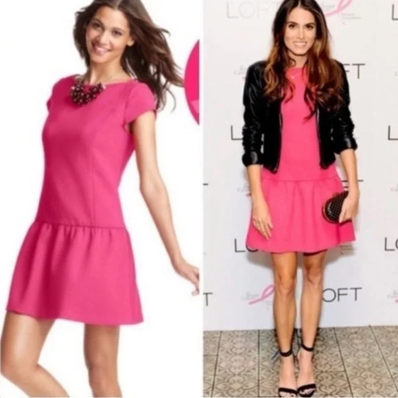 LOFT | Dresses | Loft Drop Waist Hot Pink Dress | Poshmark